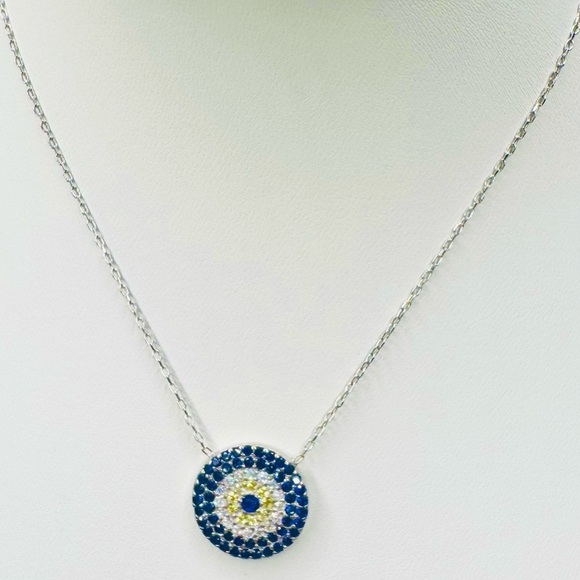 Jewelry - Elegant Sapphire Blue and 18K White Gold Pendant Necklace
